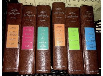 First 6 Of 12 Volumes - Family Treasury Of GREAT BIOGRAPHIES - Leather Bound - Reader's Digest