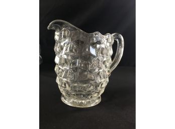 Vintage Whitehall Cubist Pitcher Clear Glass Cube 5.5' Tall