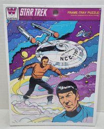 1978 SEALED Whitman Star Trek Frame-Tray Puzzle Spock & Captain Kirk In Space With Enterprise