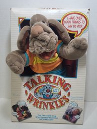Vintage 1981 Ganz Ganz Bros Toys 'Wrinkles' Blue Outfit Talking Puppet Plush Dog