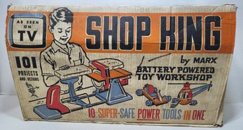 Vintage 1967 Marx Shop, King  Playset Battery Powered Toy Workshop With Box