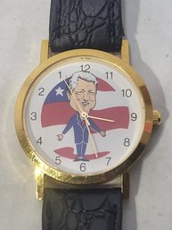 NOS President Bill Clinton Backwards Running Clock Watch