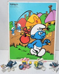 SMURFS!  1982 Playskool Puzzle And 4 Figures Smurfette