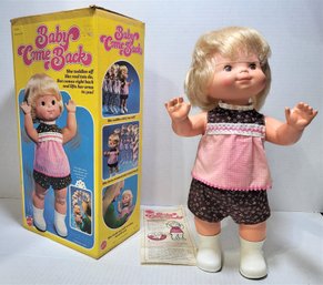 VINTAGE WORKING 1976 Mattel Baby Come Back Baby Doll 16' Original Box
