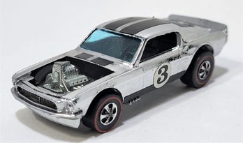 1969 Mattel Hot Wheels Redlines Mustang Boss Hoss - Chrome - HK