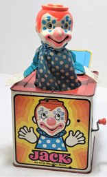 Vintage 1971 Mattel USA Jack In The Music Box Tin Litho Pop Up Clown
