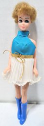 Vintage Topper 1970s Dawn Blue White W/ Gold Belt Mini Dress Skirt
