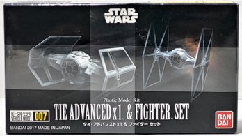 Bandai STAR WARS Vehicle Model 007 Tie Advanced X1 & Fighter Set Model Kit Toy Sealed 1/144 Scale