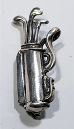 Vintage Sterling Silver Golfer's Pin Golf Bag Full Of Clubs