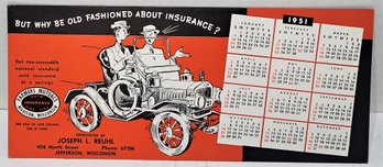 1951 Farmers Mutuals Auto Insurance Ink Blotter Calendar