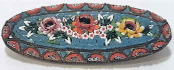 Beautifully Made Vintage Floral Themed Micro Mosaic Brooch Signed V. Villa Italy