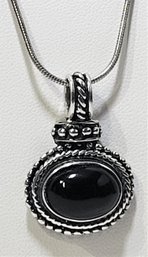 Lovely Sterling Silver Black Onyx Pendant & 925 Italy Sterling Silver Chain