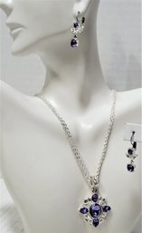 Glamourous Napier Signed Costume Jewelry Necklace Pendant & Earrings Ensemble A Must See!
