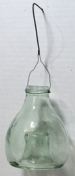 Antique Blue/green Blown Glass Wire Hanger Bee Wasp Fly Catcher Trap Farmhouse
