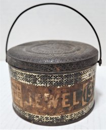 Very Rare 19c Jewel 13 Tea Tin Paper Label With Lid & Bale