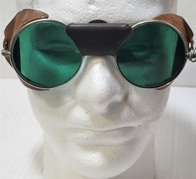 Antique Welsh Mfg. Welding Goggles Sunglasses Safety Glasses Green Lenses Steam Punk