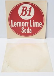 1950s B-1 Lemon Lime Soda Unused Decal Sticker Vinyl For Store Display Fridge