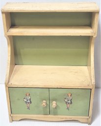 Vintage Painted Doll Childrens Wood Hutch Primitive Cabinet Larger Scale
