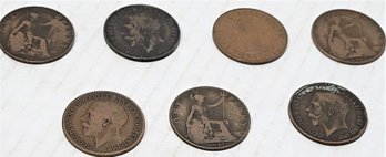 Great Britain Bronze Penny Lot Of 7 Coins With 1912H 1916X2 1917X2 1918 1962