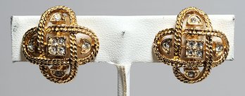 Very Nice Gold Tone Multi Faux Diamond Earrings
