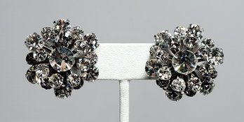Dazzling Vintage Rhinestone Crystal Cluster Earrings Unsigned