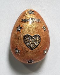 Carolee Signed Jewelled Enamel Decorated Egg Brooch Pin
