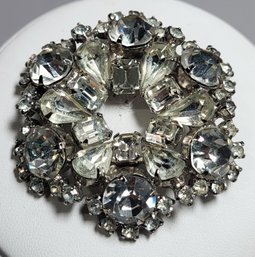 Fabulous Large Faux Diamonds Brooch Pin Unsigned