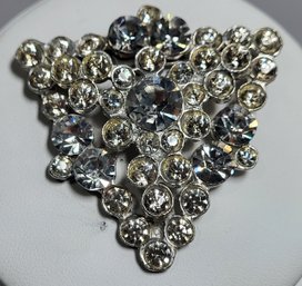 Attractive Large Crystal Faux Diamonds Brooch Pin Unsigned