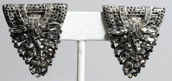 Trifari Arrowhead Styled Faux Diamond Decorated Shoe Buckles Unsigned