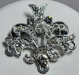 Prestigous Faux Diamond Crest Brooch Pin Unsigned