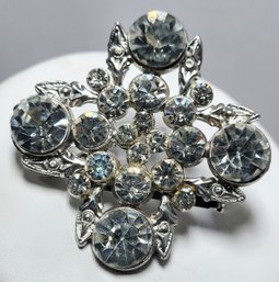 Stunning Faux Diamond Brooch Pin Unsigned.
