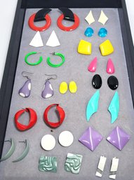 A Fun Grouping Of 17 Wild Looking Pairs Of Earrings