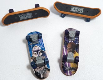 Lot Of 4 Star Wars Clone Wars Decorated Mini Skateboards Rex Mace Windu 2010