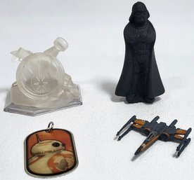 Star Wars Collectibles Lot Of 4 1983 Darth Vader Eraser BB-8 Dogtag X-wing Fighter Infinity Sabers