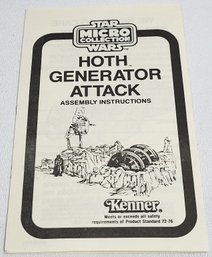 1982 Kenner Star Wars Micro Collection Hoth Generator Attack Playset Assembly Instruction Booklet Insert