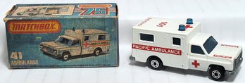 1977 Matchbox #41 Pacific Ambulance With Box