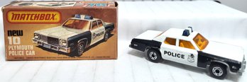 1979 Matchbox #10 Plymouth Gran Fury Police Car With Box