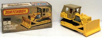 1979 Matchbox # 64 Caterpillar Bulldozer Nice Tracks With Original Box