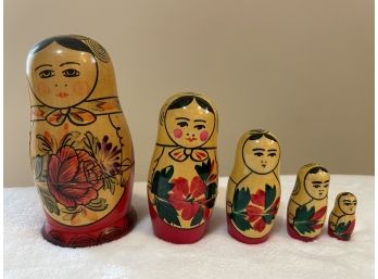 Nesting Matryoshka Russian Dolls Set Of 5 Hand Painted