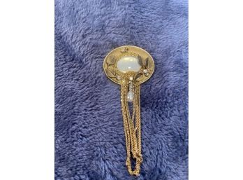 VTG Signed MARENA W. Germany Gold Tone Victorian Style Costume Pin Brooch