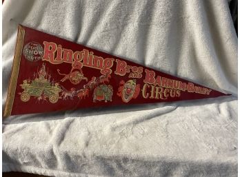Vintage Ringling Bros And Barnum And Bailey Circus Felt Flag Pennant Banner