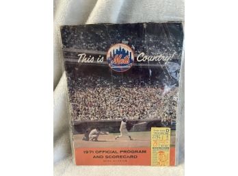 1971 New York Mets Official Program And Scorecard Plus A Ticket Stub