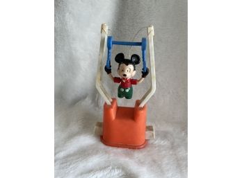 Vintage Mickey Mouse Trapeze Push Button Toy- Made In Hong Kong