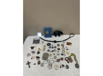 Lot Of Pins & Pendants -religious- Bowling- Medical, Etc