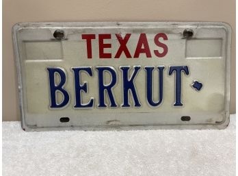 Texas License Plate BERKUT