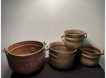 Four Matching Vintage Copper Pots