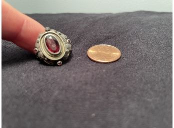 Vintage Red Gemstone Ring- Loose Setting- Unknown Metal