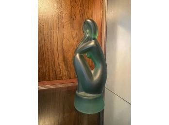 Green Glass Nude Woman Figure