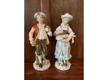 P Crown Marking- Italian Figurines Porcelain  Pair
