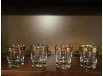 Set Of 4 Gold Trim Glasses